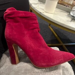 Kristin Cavallari Chinese Laundry Kane Wine Suede Pointed Slouch Ankle Booties